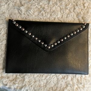 Studded black envelope clutch